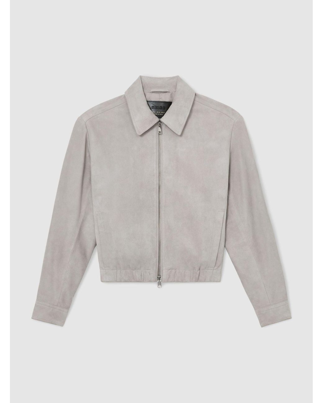 Reiss White Lottie Petite Cropped Bomber Jacket