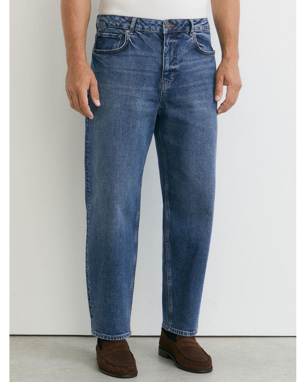 Reiss Blue Barrel-Leg Jeans for men