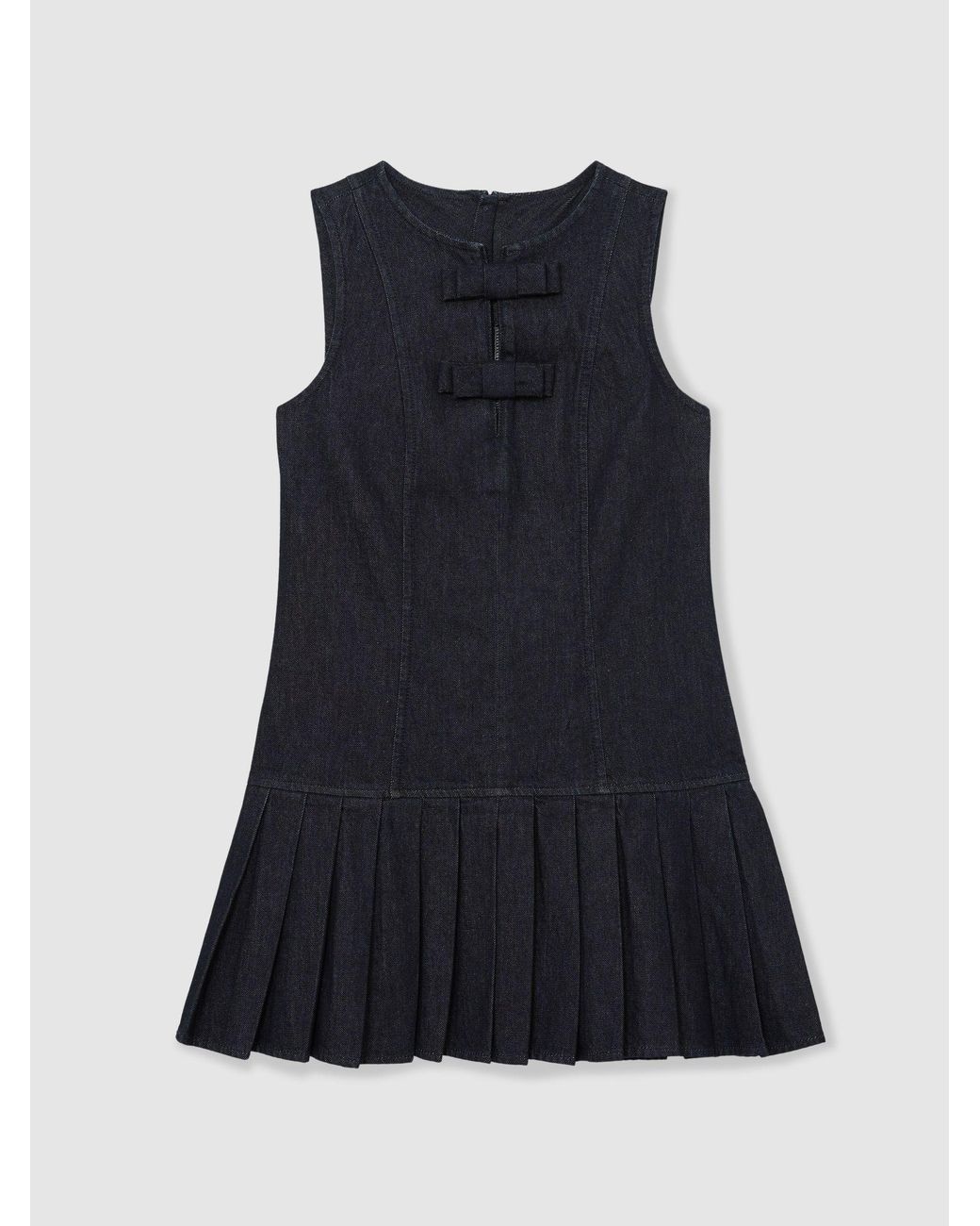 Reiss Blue Sleeveless Pleated Denim Mini Dress