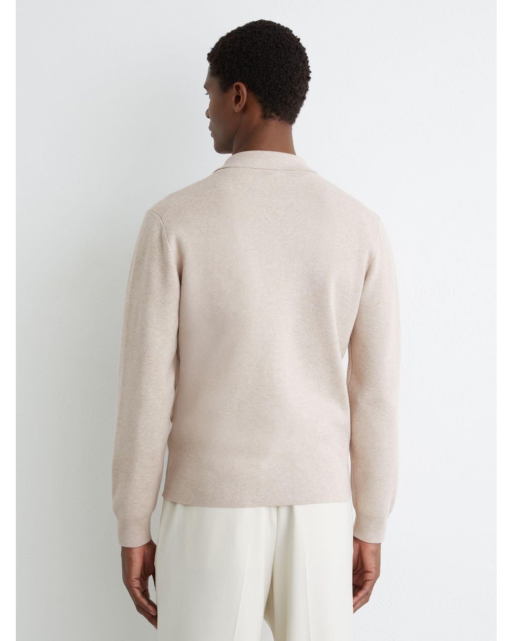 Reiss Natural Plaza - Oatmeal Collared Button-through Cardigan, L for men
