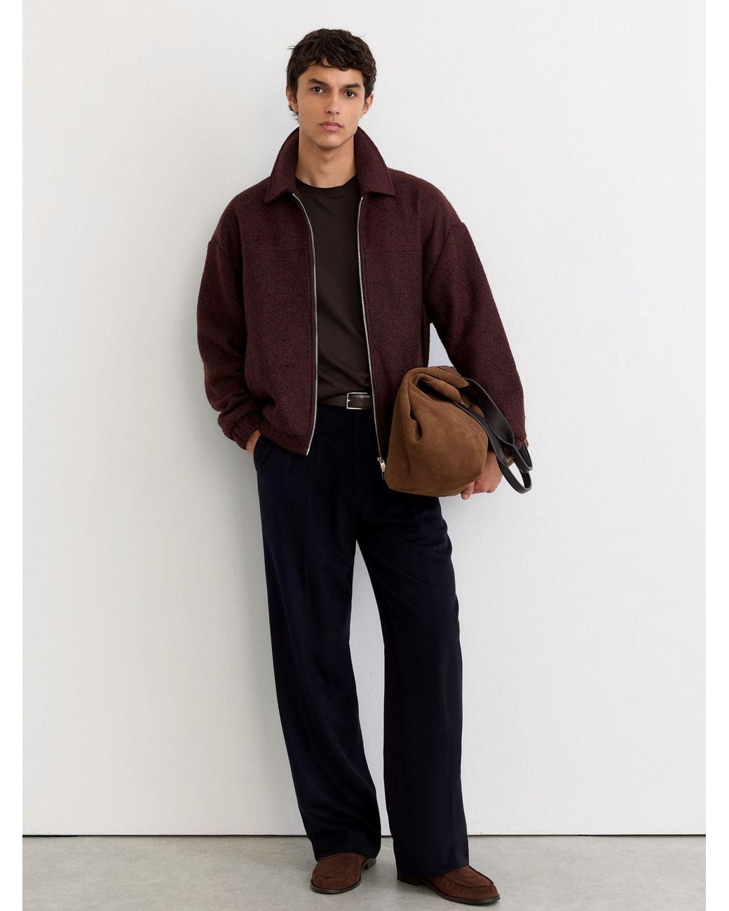 Reiss Purple Textured Zip-Through Jacket With Wool for men