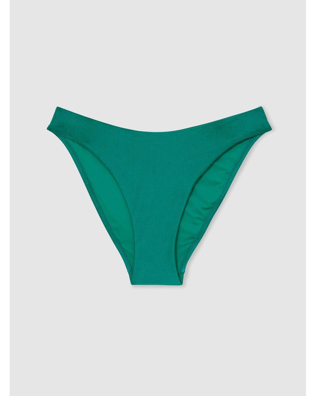 Reiss Green Shimmer Fixed-Side Bikini Bottoms