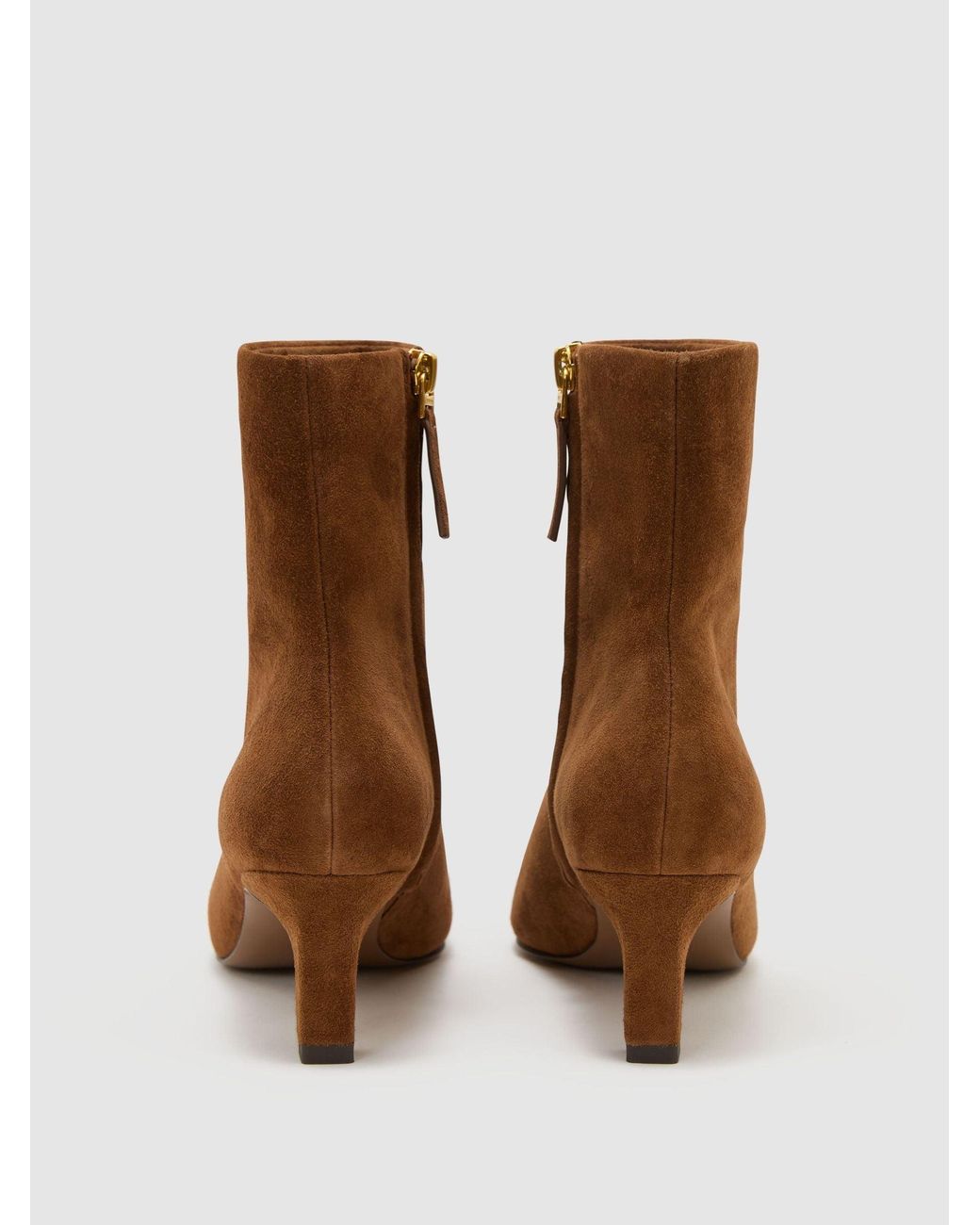 Reiss Natural Suede Chisel-Toe Low-Heel Ankle Boots