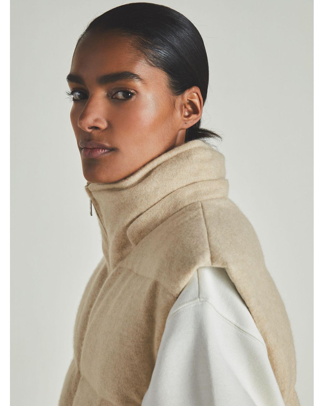 Les 100 Ciels Natural S Stone Brushed-Cashmere Down Gilet