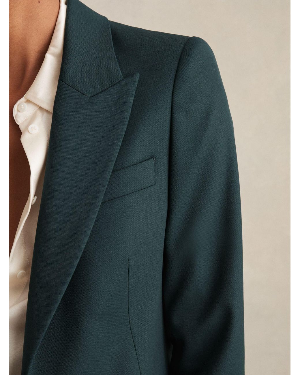 Reiss Blue Wool-Blend Single-Breasted Suit Blazer