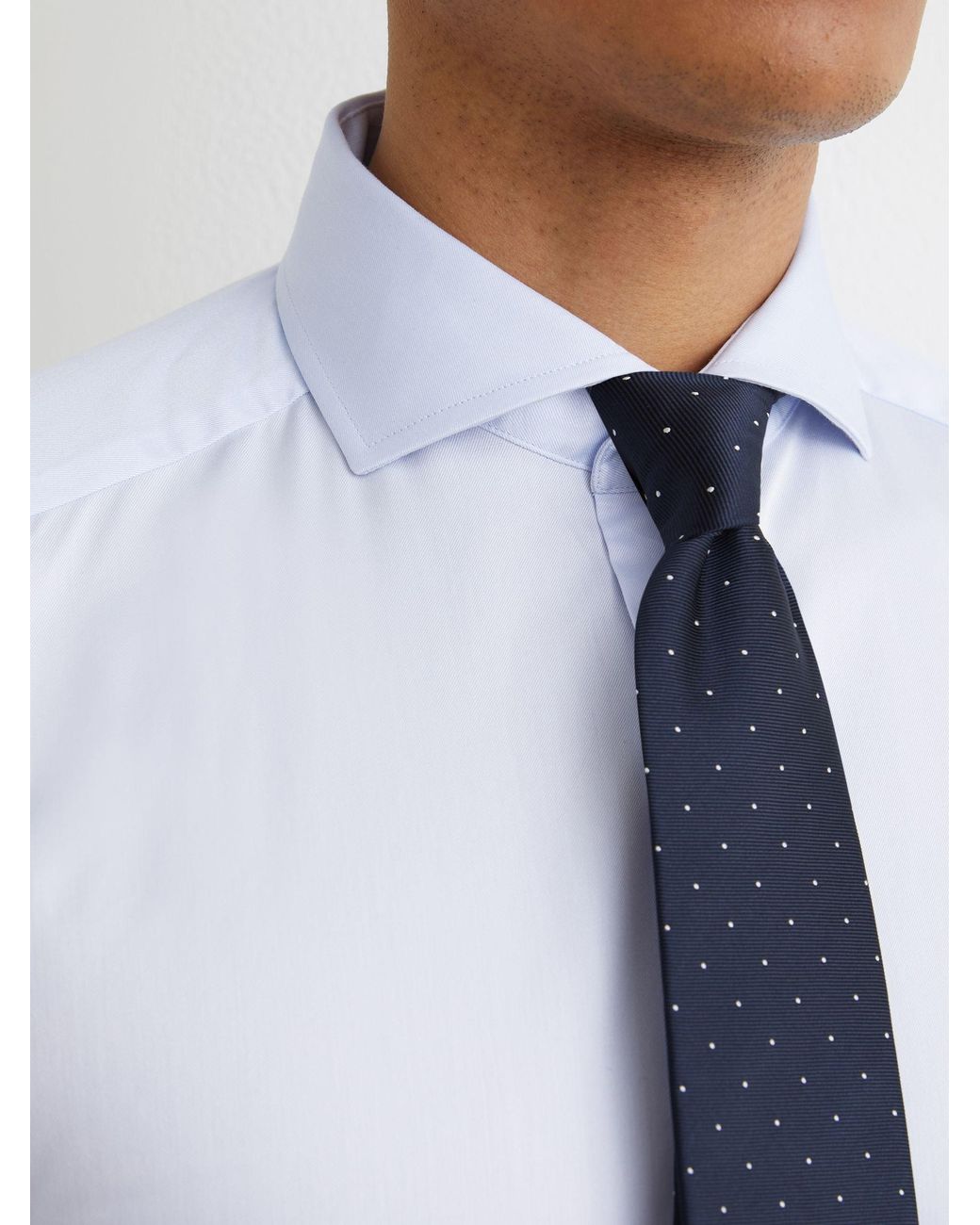 Reiss White Slim - Soft Blue Storm Slim Fit Cotton-twill Two-fold Shirt, 14.5 for men