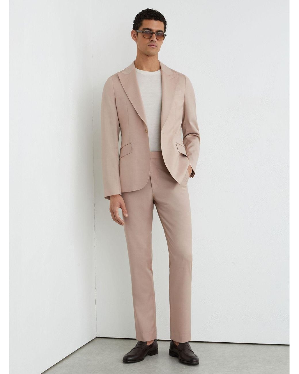 Reiss Natural Tailored Fit Virgin Wool Suit Trousers for men