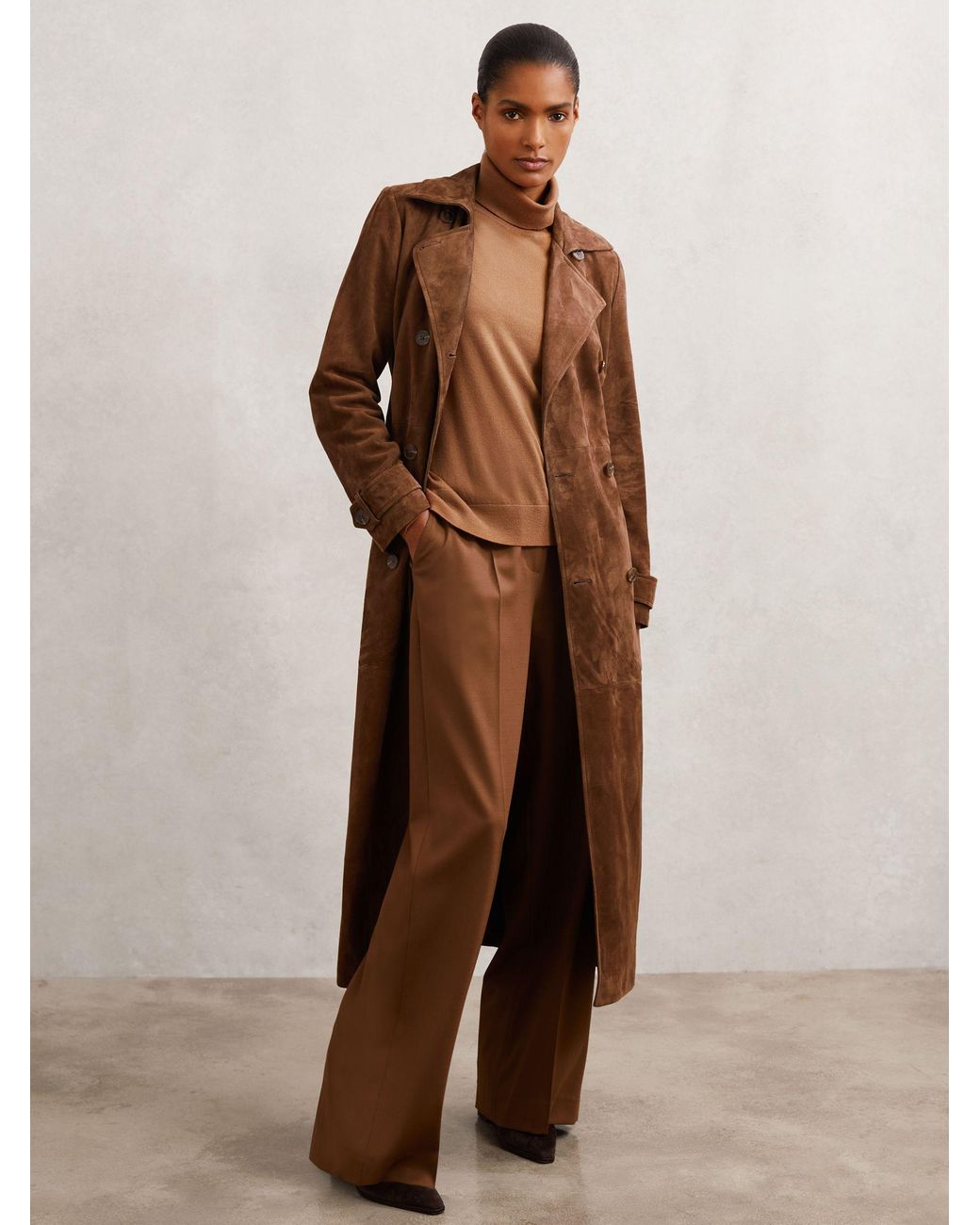 Reiss Brown Wool Roll-Neck Jumper