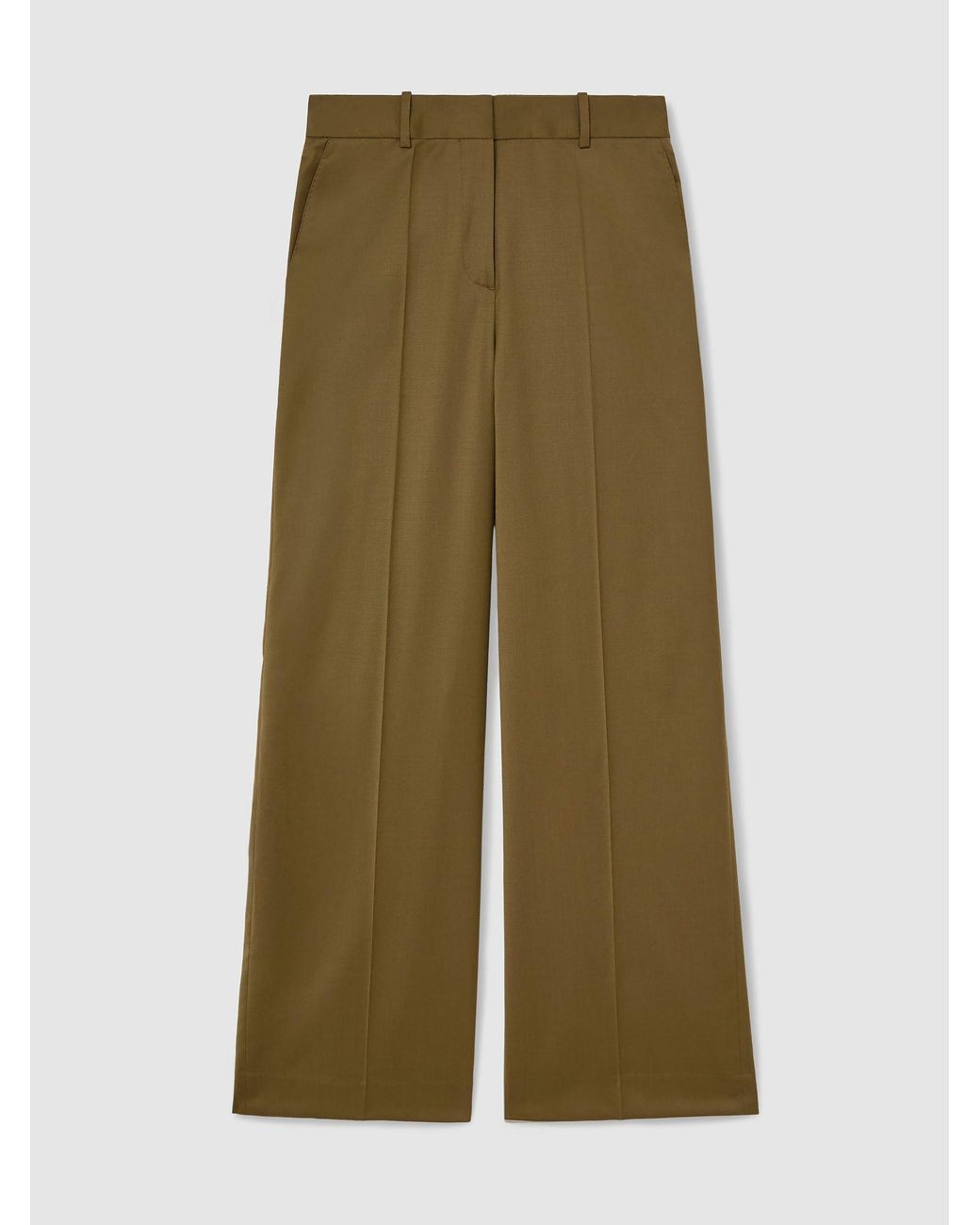 Reiss Green Petite Wool-Blend Wide-Leg Trousers