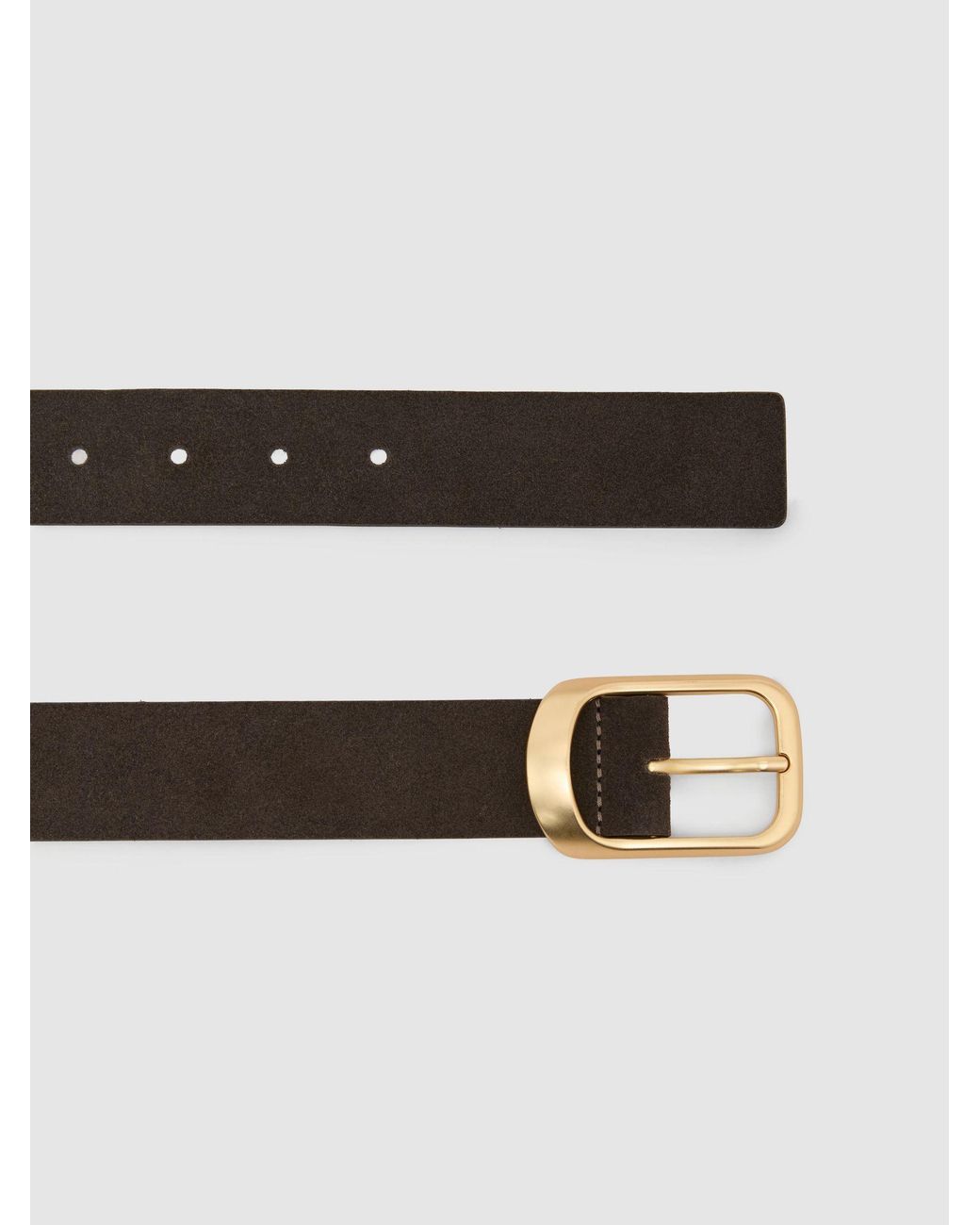 Reiss Black Evie - Grey Leather Curved-buckle Belt, Medium