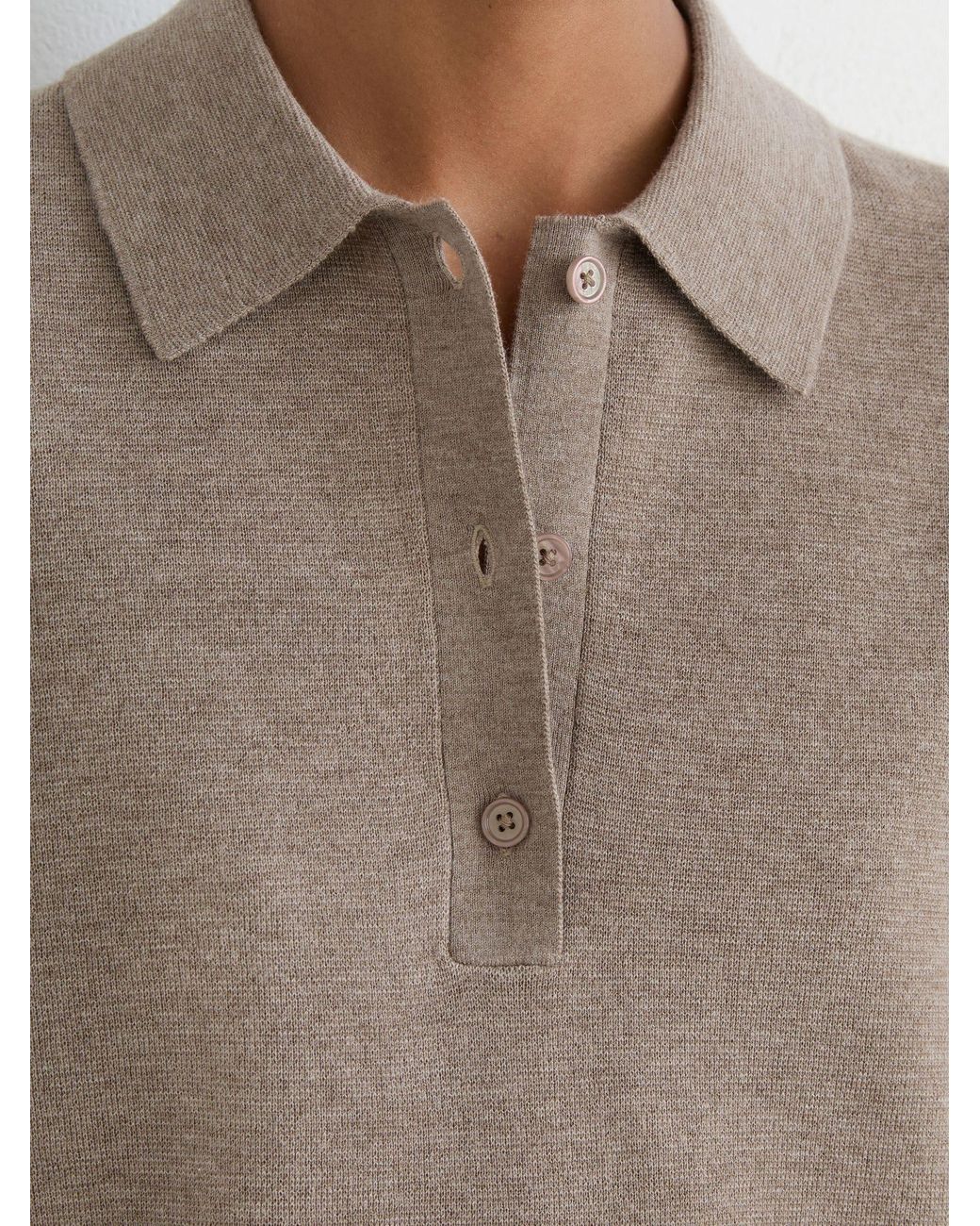 Reiss White Merino Wool Knitted Polo Jumper