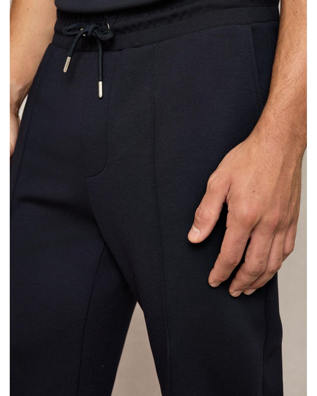 Reiss Black Premier - Navy Blue Interlock Joggers for men