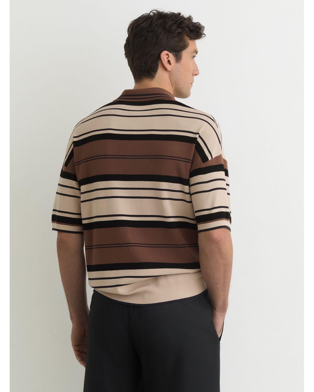 Reiss Multicolor Stripe Knit Half-Button Polo Shirt for men