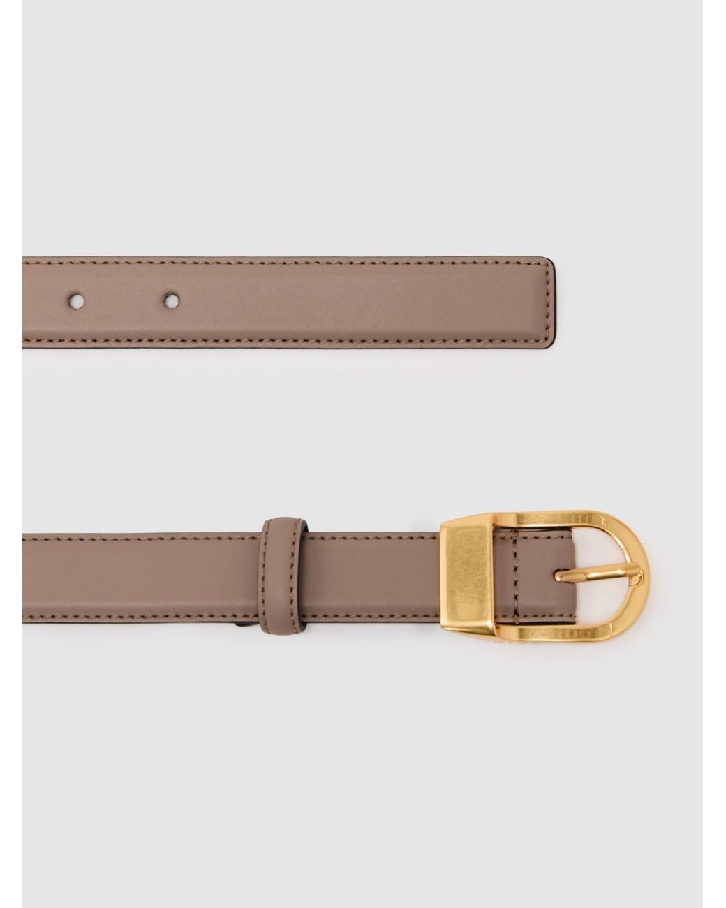Reiss Gray Leather Curved-Buckle Belt
