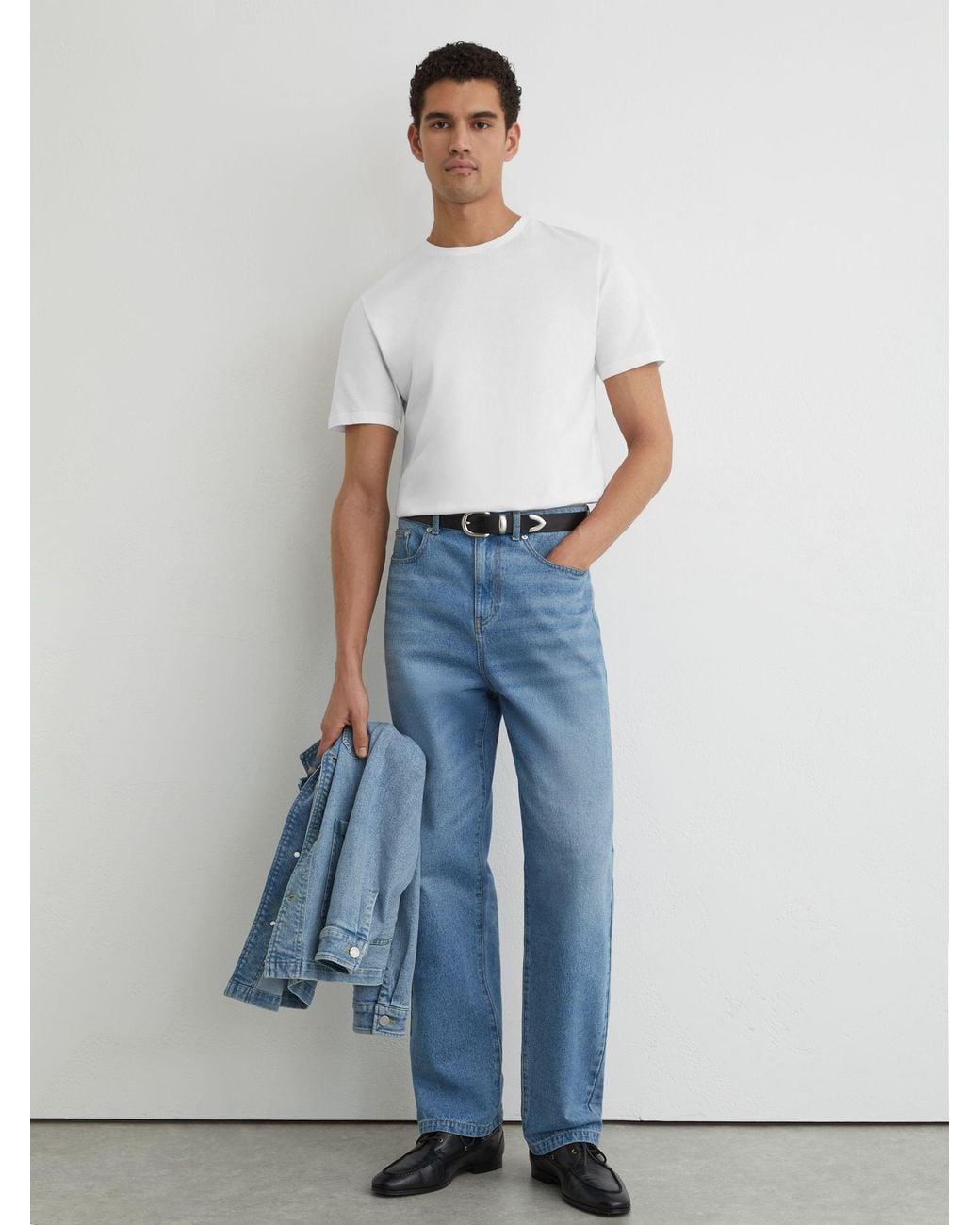 Reiss Gray Cotton-Blend Tailored-Fit T-Shirt for men