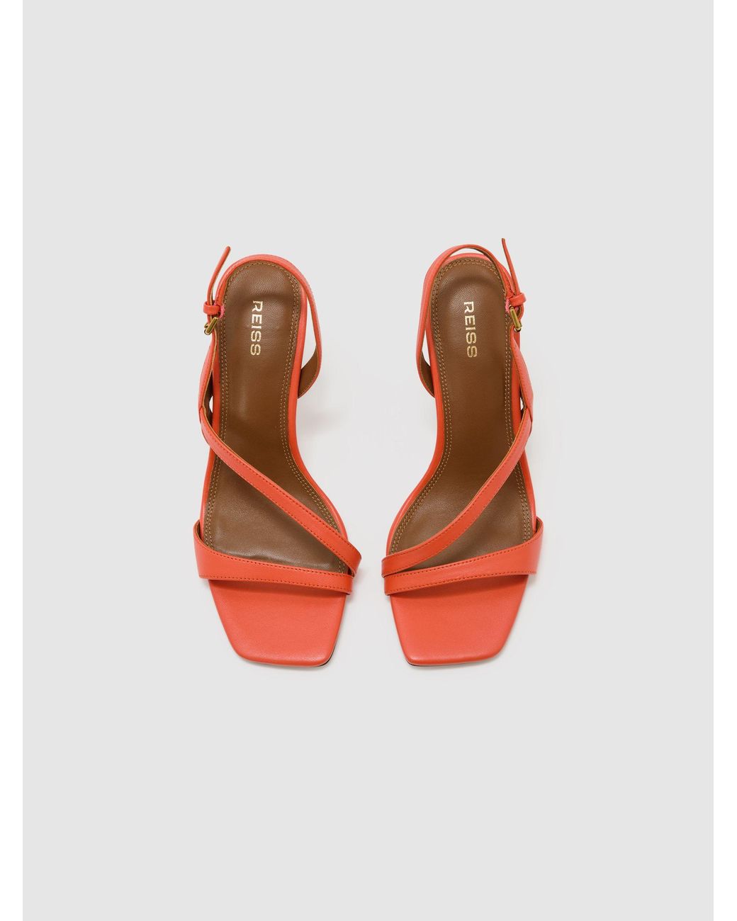 Reiss Pink Leather Cross-Strap Heeled Shoes
