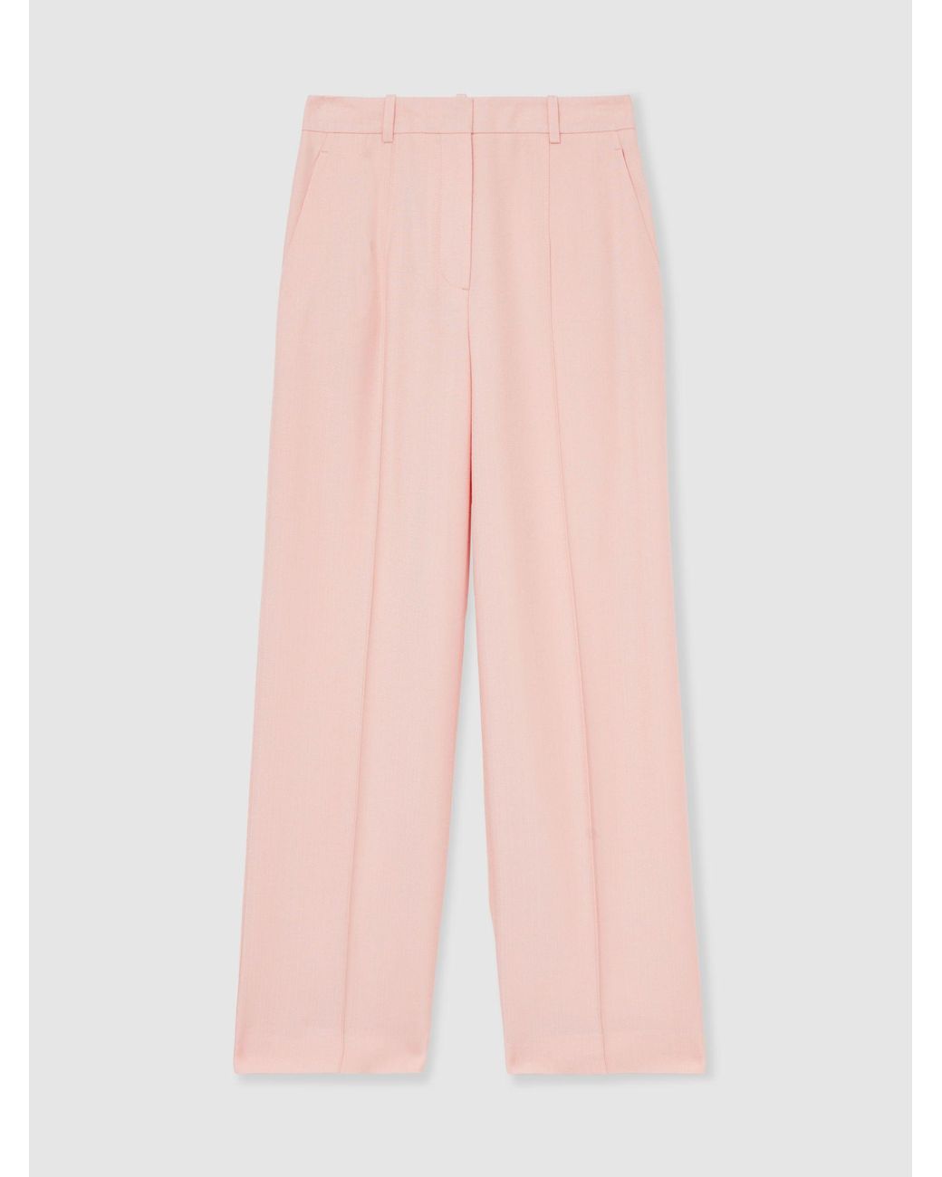 Reiss Natural Magda - Pink Petite Wide-leg Suit Trousers, Us 2