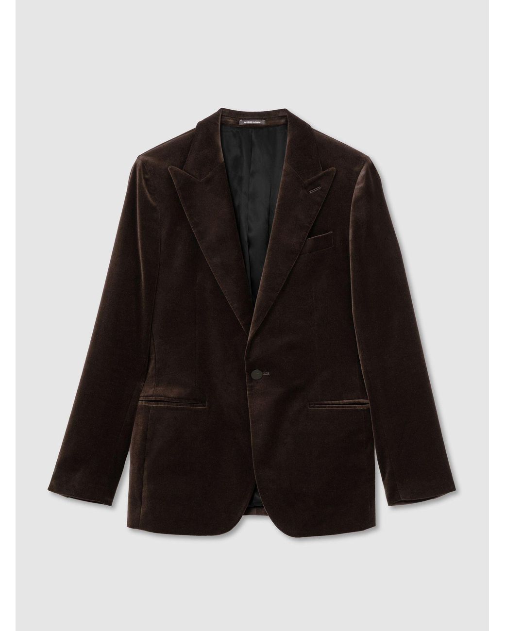 Reiss Black Tailored Fit Velvet Single-Breasted Blazer for men