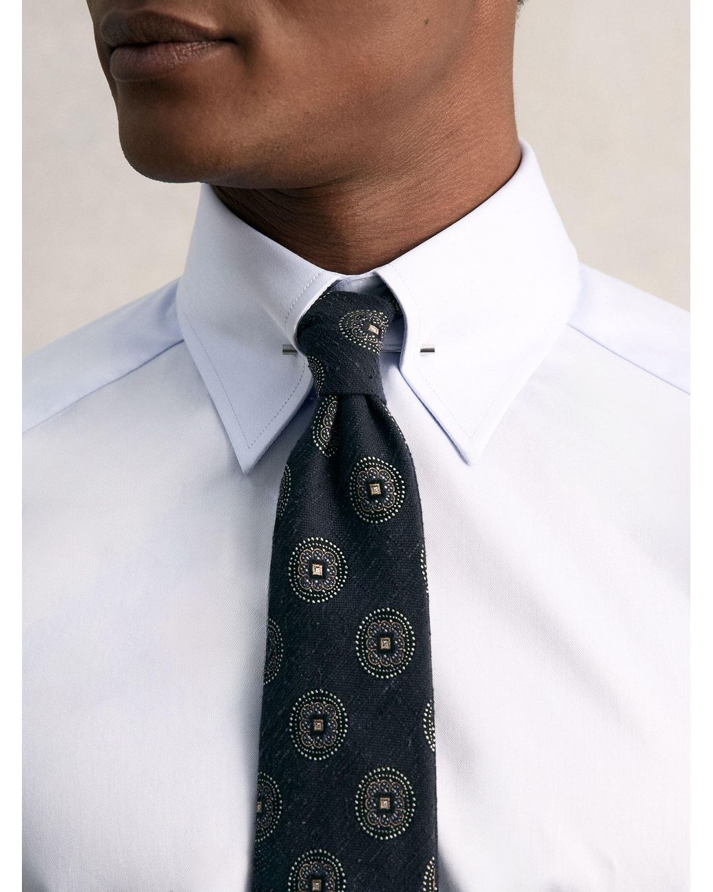 Reiss Blue Slim Fit Cotton Pin Collar Shirt for men