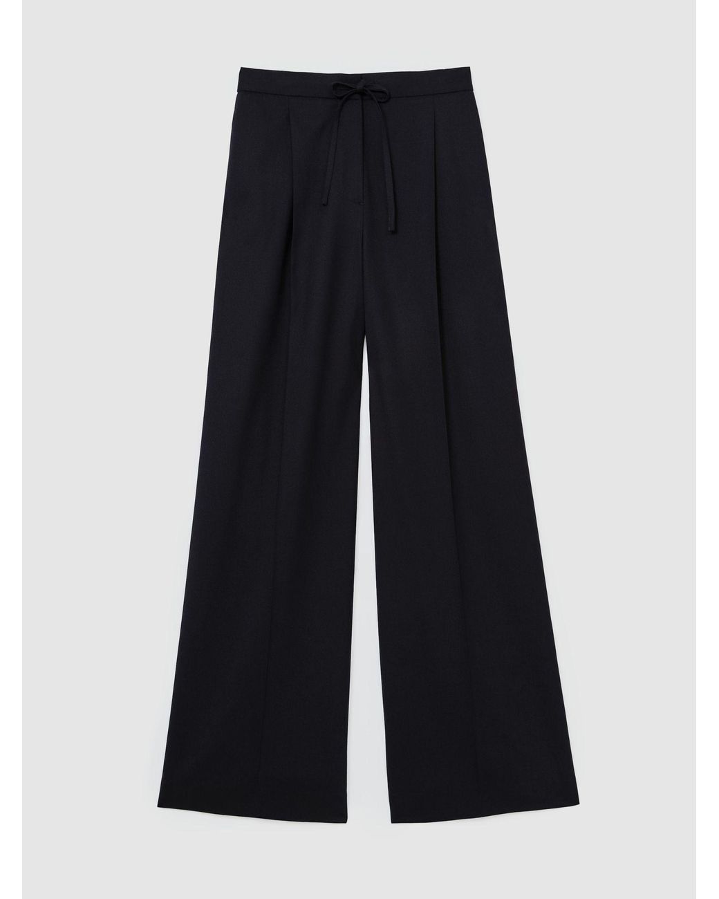 Reiss Blue Petite Wool-Blend Drawstring Wide-Leg Suit Trousers