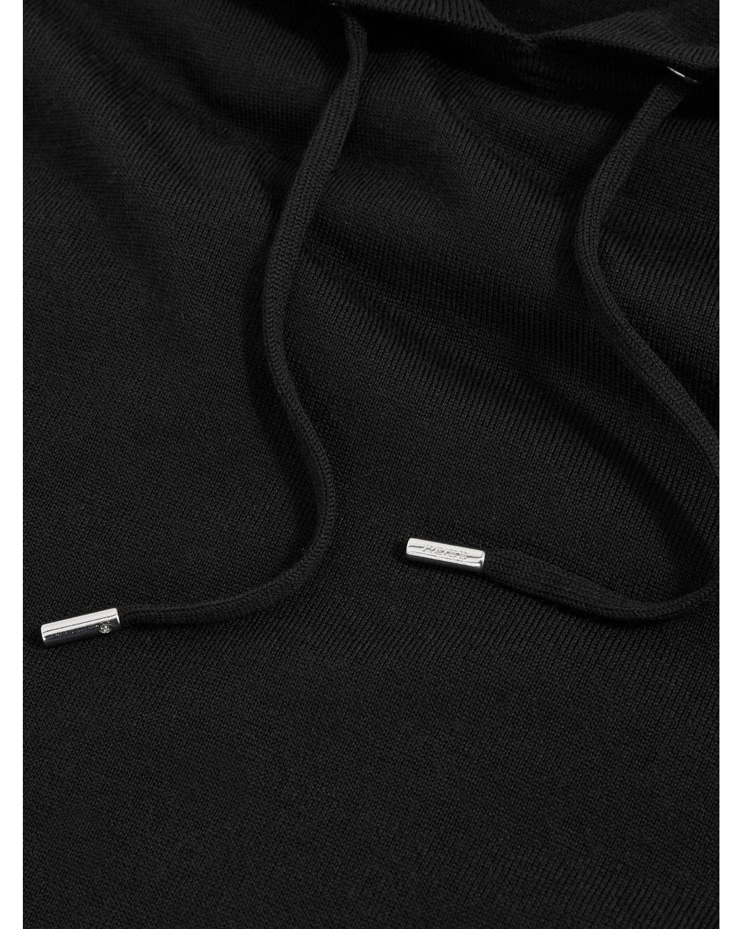 Reiss Black Holland Hoodie Wool Plain for men