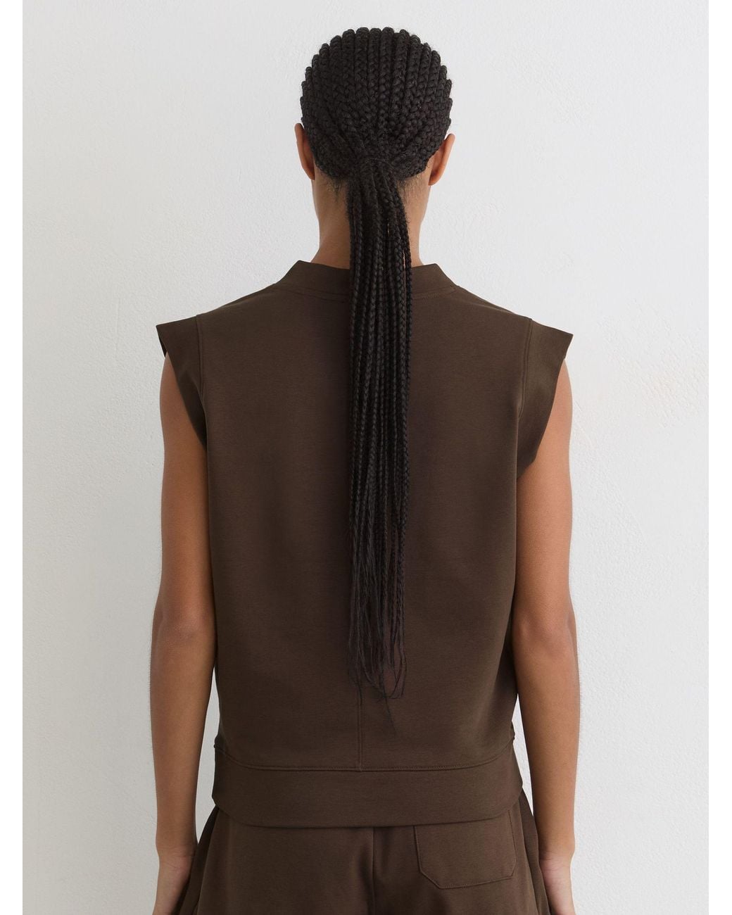 Reiss Natural Cotton-Blend Sleeveless V-Neck Sweat Top