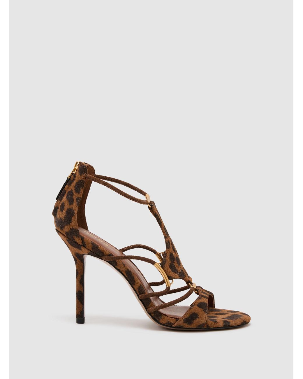 Reiss Multicolor Suede Leopard-Print Strappy Sandals