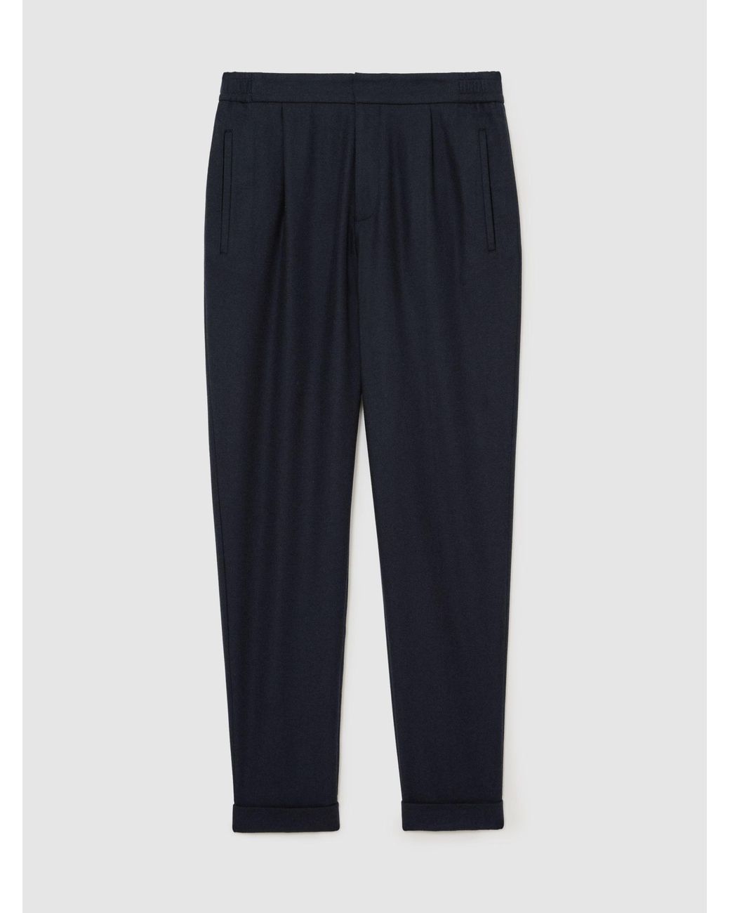 Reiss Blue Cooper - Navy Wool-blend Tapered Cuffed Trousers, 28 for men