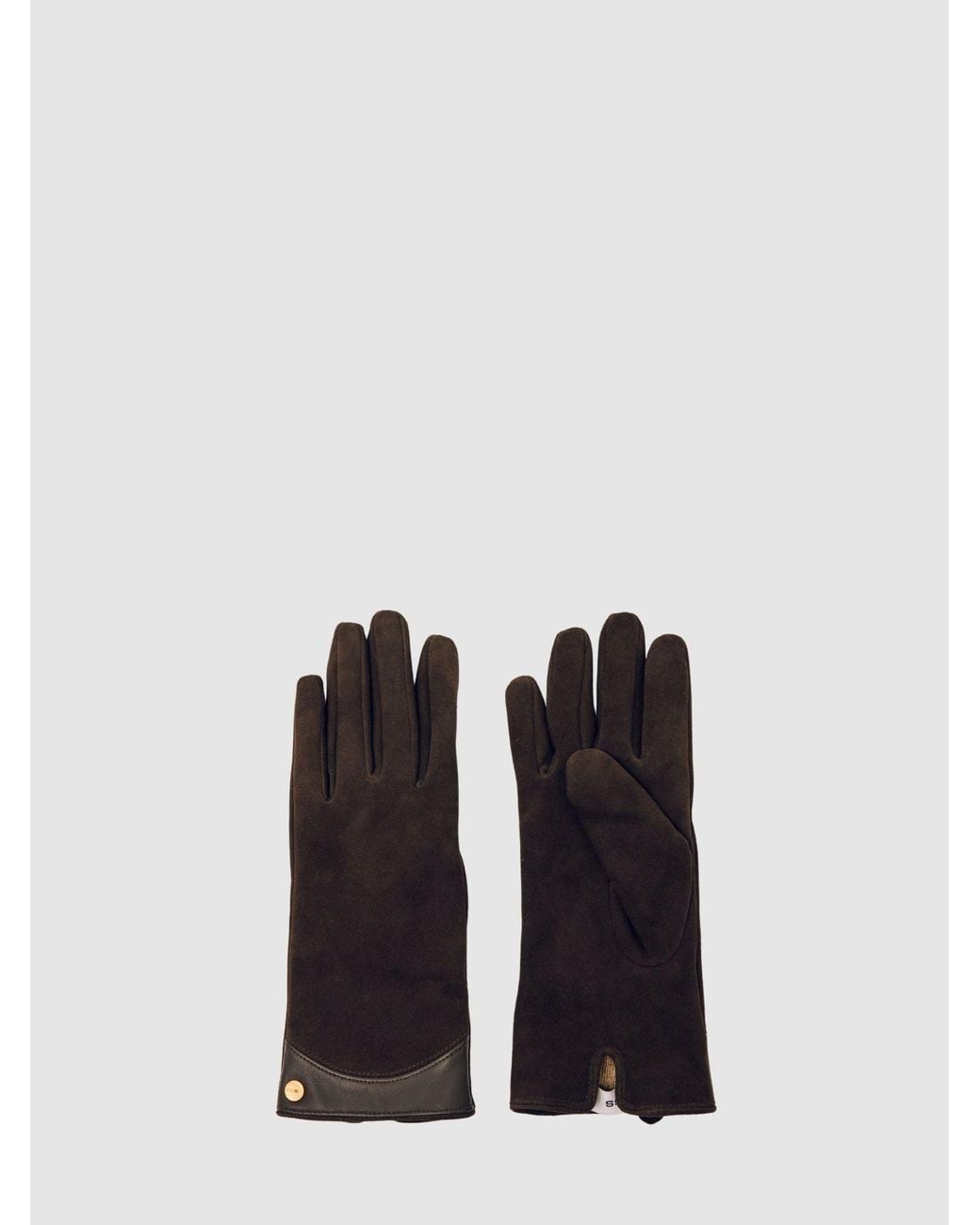 Reiss Black Leather-Trim Gloves, S & M
