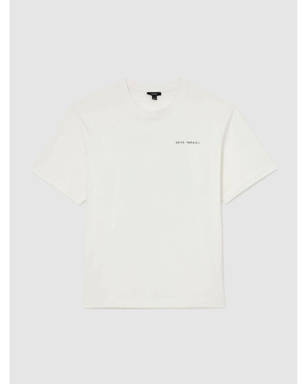 Reiss White Cotton Palm-Print Relaxed-Fit T-Shirt for men