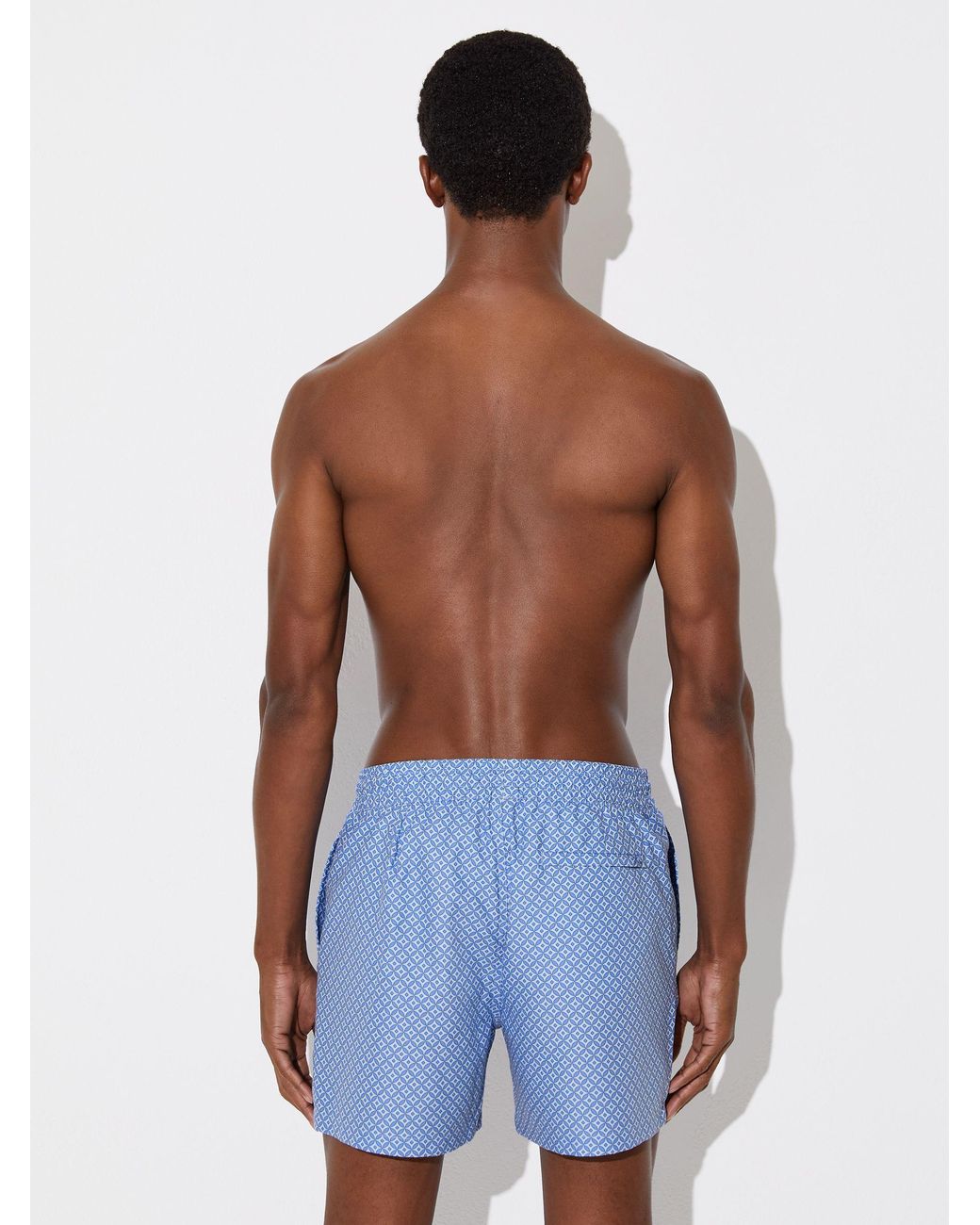 Reiss Blue Orient Geometric-Print Swim Shorts for men