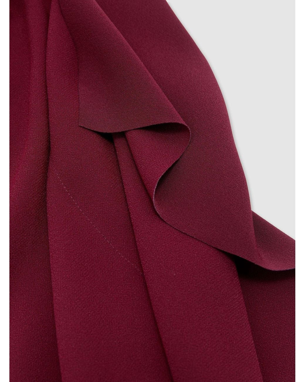 Reiss Red Emory Drape-Detail Cowl-Neck Midi Dress