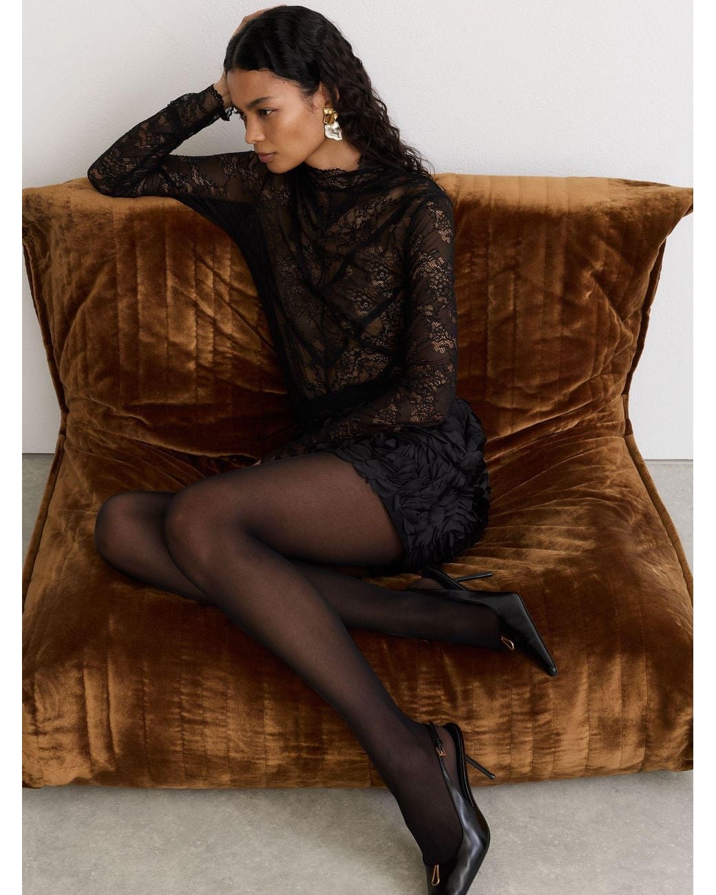 Reiss Brown Talitha Coloured 40 Denier Tights