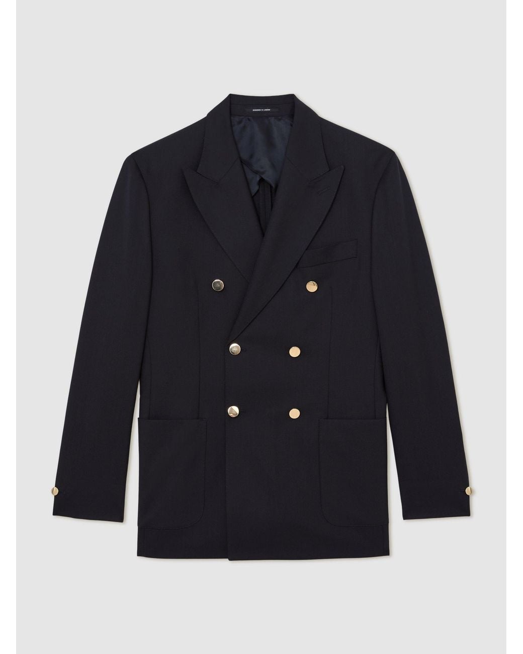 Reiss Blue Db - Navy Captain Db Hopsack Double-breasted Blazer Classic-fit With Wool, Us 42 for men