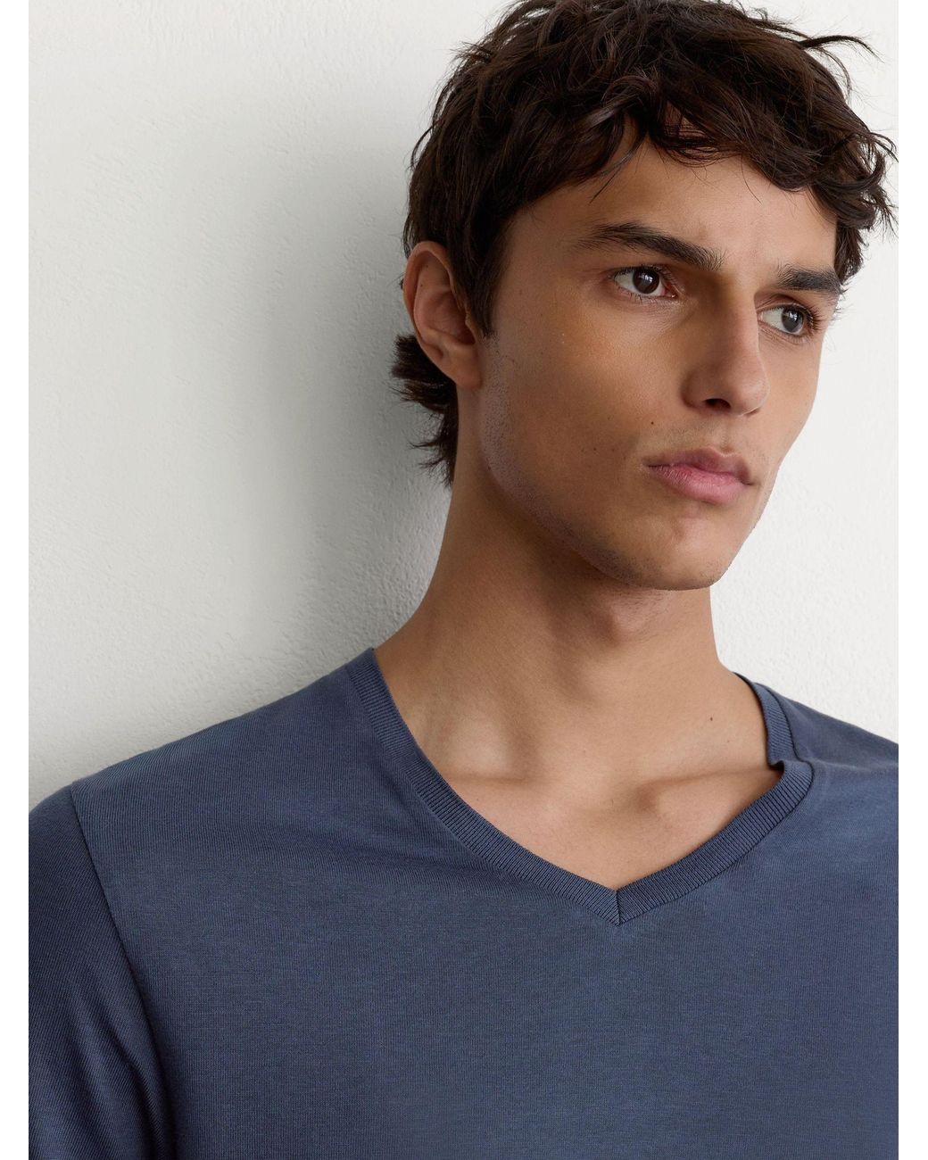 Reiss Salina - Airforce Blue Cotton-modal V-neck Tailored-fit T-shirt, Xxl for men