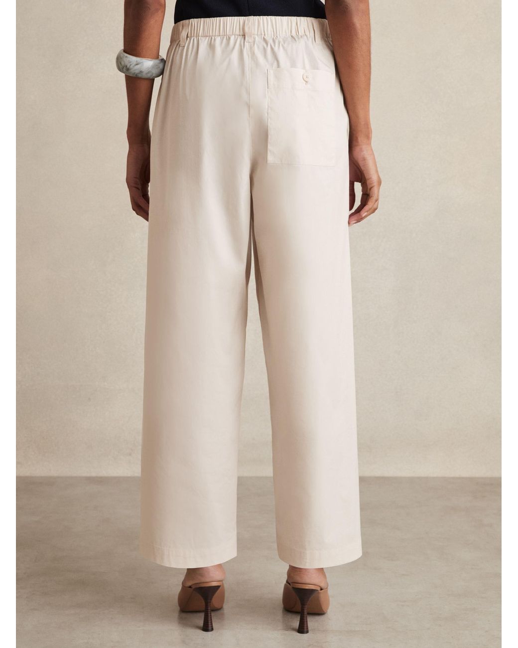Reiss Natural Osbourne - Stone Cotton-blend Straight-leg Trousers, Us 2
