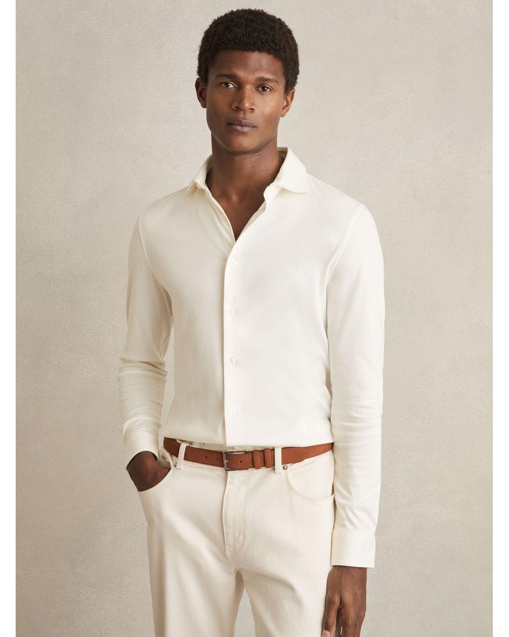 Reiss Natural Air-Water Cotton Slim-Fit Shirt for men