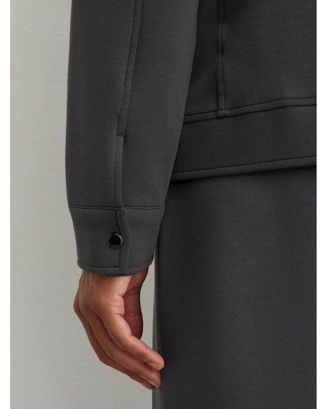 Reiss Gray Sueded Interlock Jersey Twin-Pocket Overshirt for men
