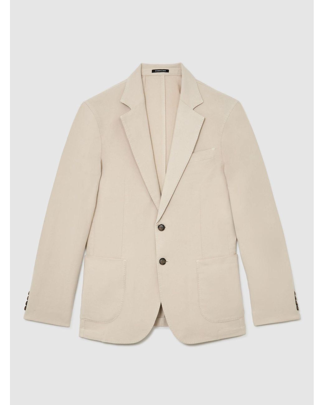 Reiss Natural Garment-Dyed Piqué Single-Breasted Suit Blazer Tailored-Fit for men