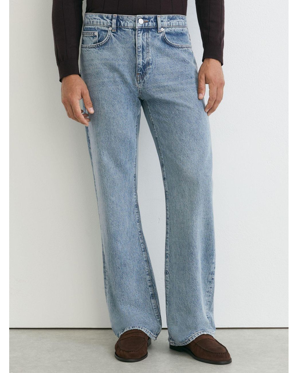 Reiss Blue Relaxed Flared-Leg Jeans for men