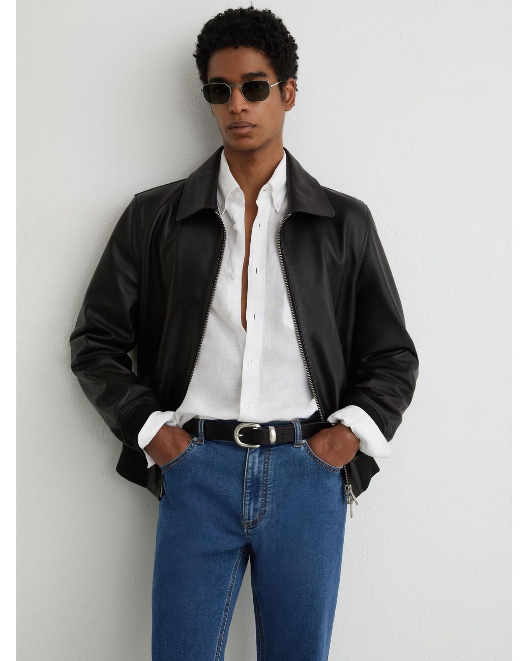 Reiss Blue Soft-Stretch Straight-Leg Jeans for men