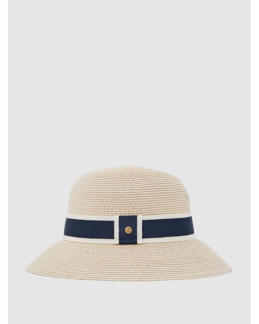 Reiss Natural Ribbon-Trim Straw-Effect Hat, S & M