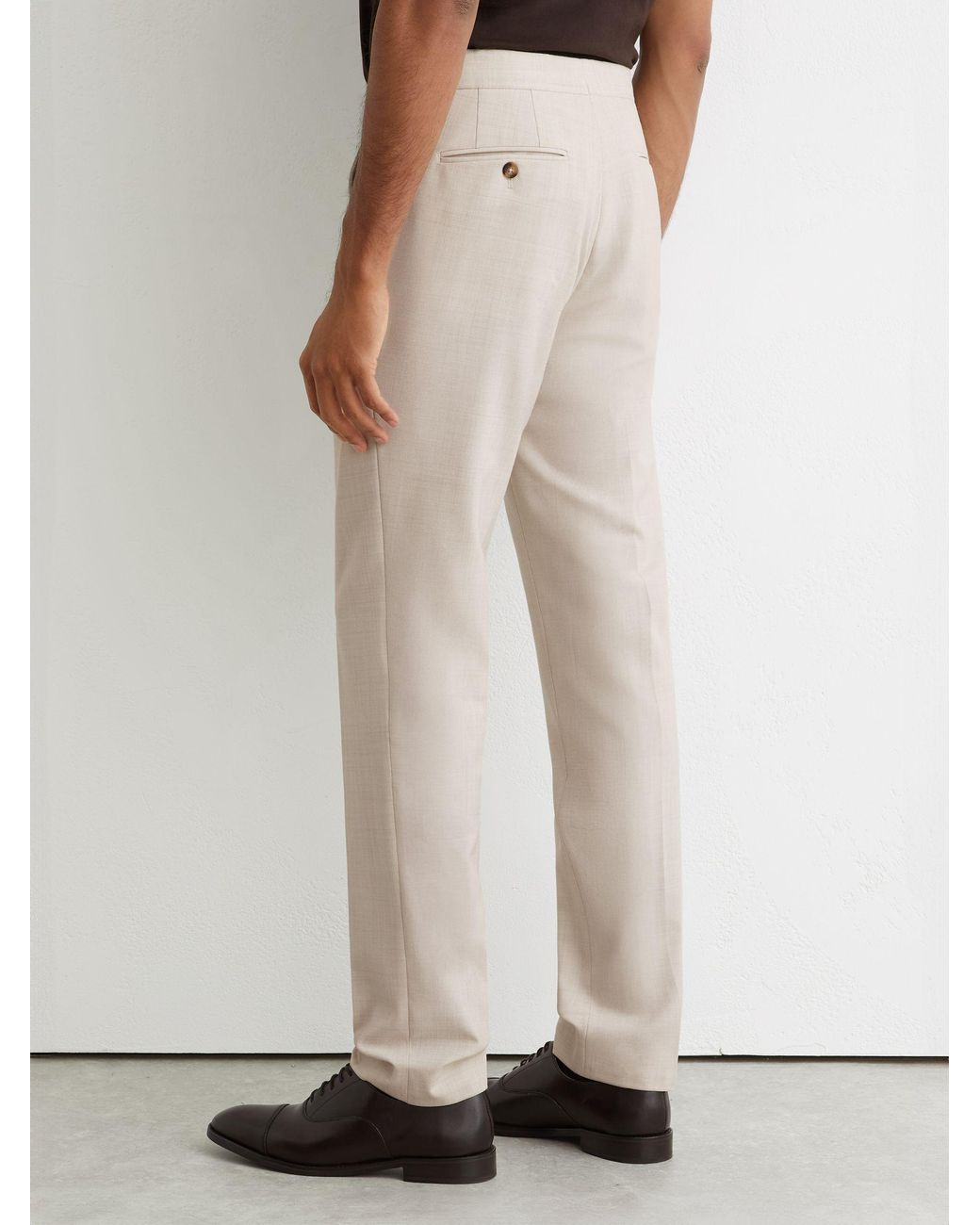 Reiss Natural Slim-Fit Textured Suit Trousers With Wool for men