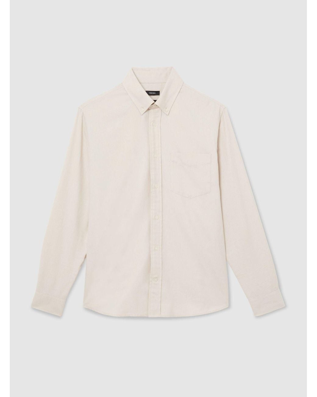 Reiss Natural Off Hunt Cotton Flannel Button-Down Shirt Regular-Fit for men