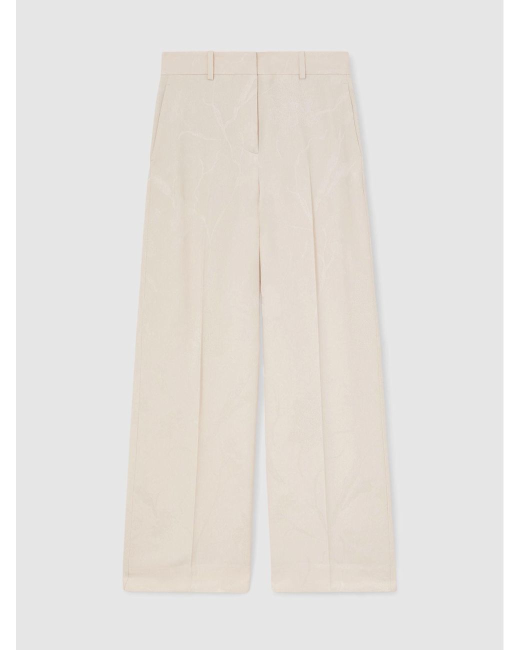 Reiss Natural Petite Jacquard Wide-Leg Suit Trousers