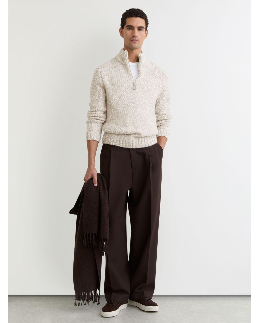Reiss Multicolor Marled Half-Zip Knitted Jumper With Wool for men