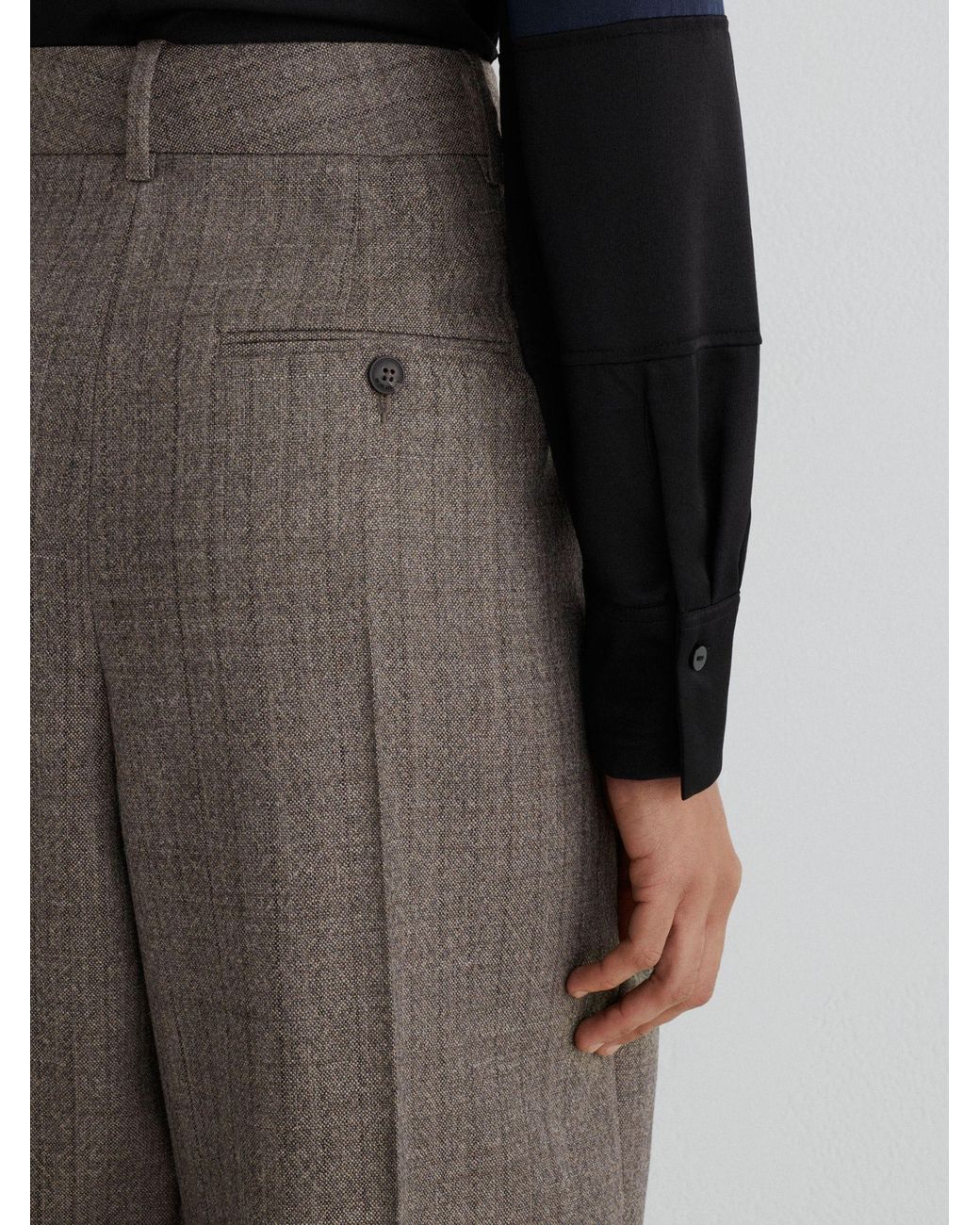 ATELIER Black Wool Wide-Leg Double-Pleat Trousers
