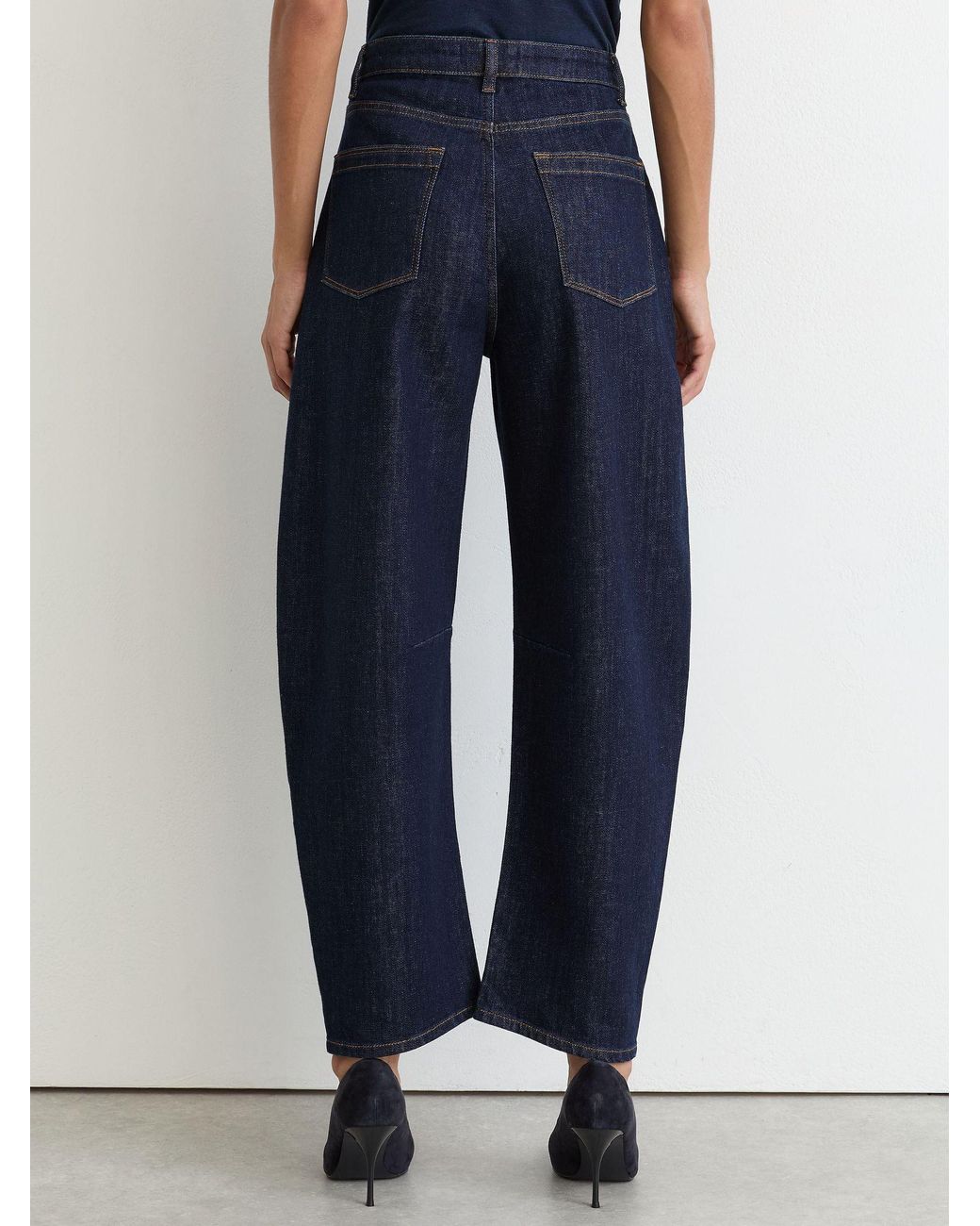 Reiss Blue Petite Barrel-Leg Jeans