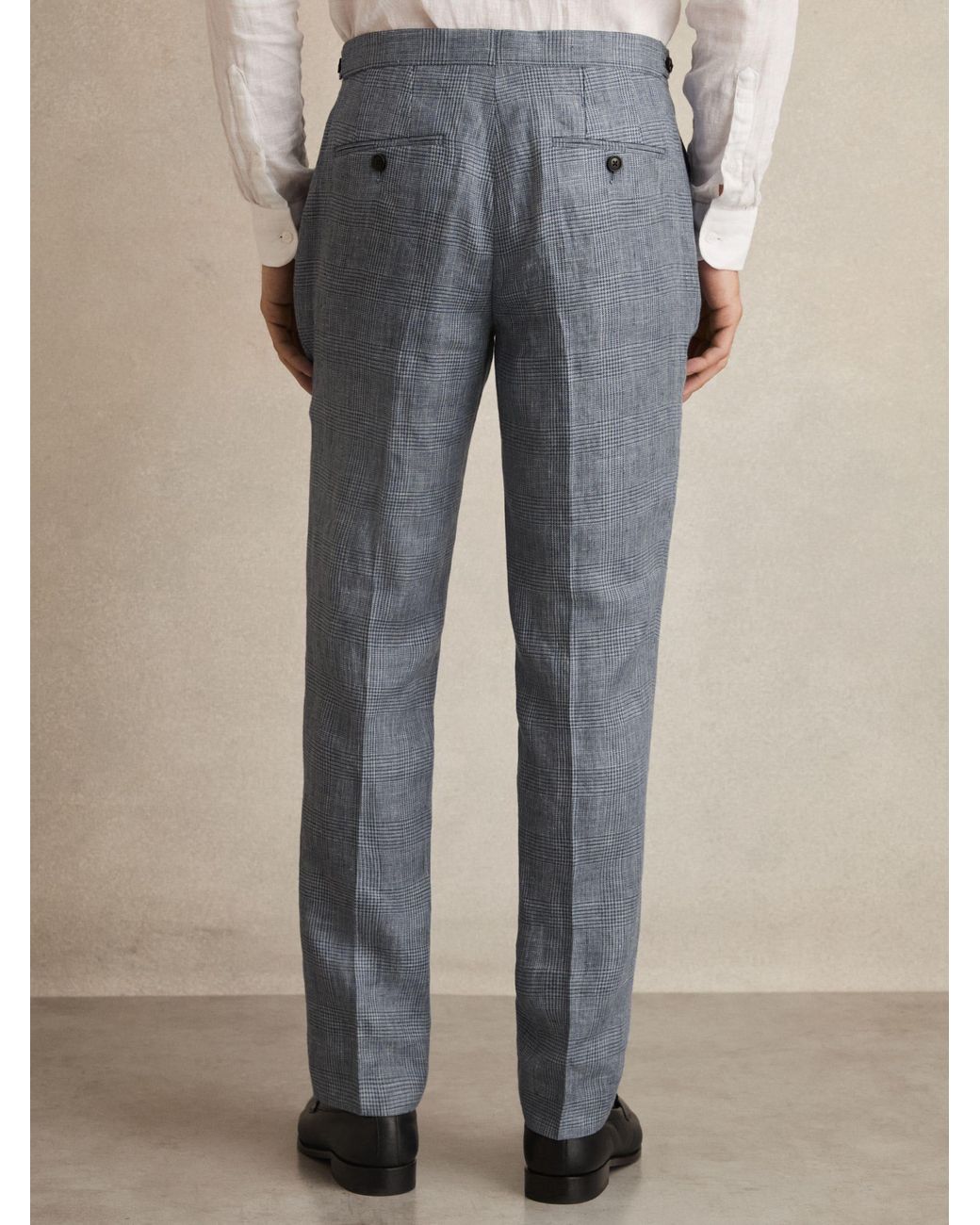 Reiss Multicolor Slim Fit Linen Check Suit Trousers for men
