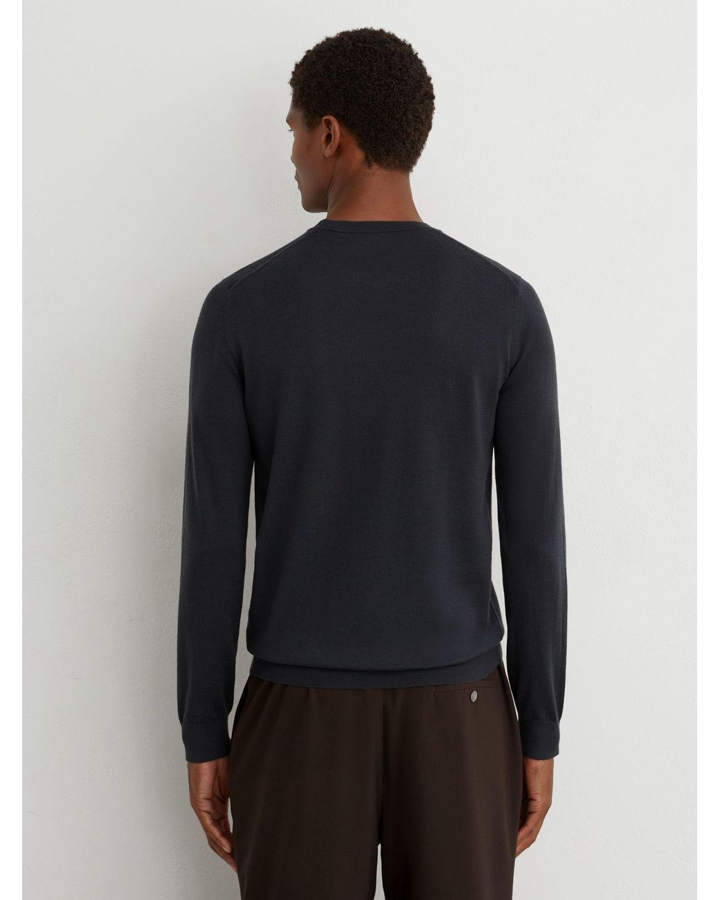 Reiss Blue Wessex - Vulcan Grey Merino Wool Crew-neck Jumper, S for men